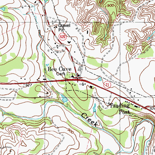 Topographic Map of Bee Cave, TX