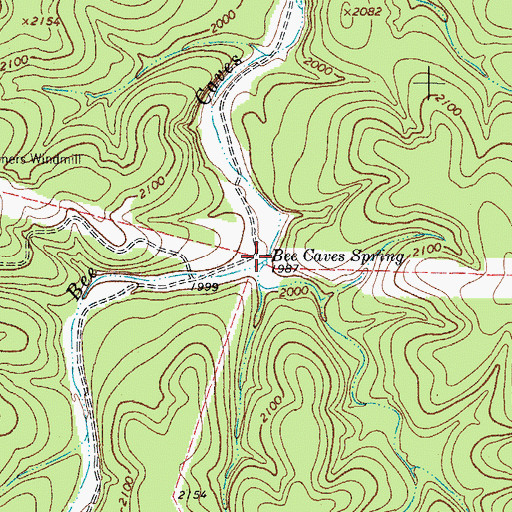 Topographic Map of Bee Caves Spring, TX