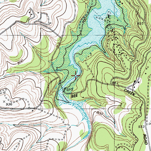 Topographic Map of Bee Creek, TX