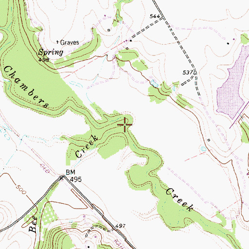 Topographic Map of Bee Creek, TX