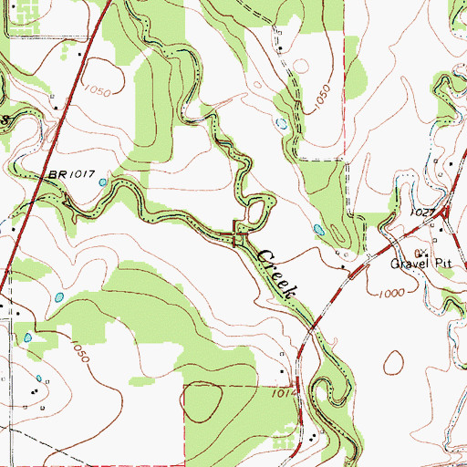 Topographic Map of Bee Dee Creek, TX