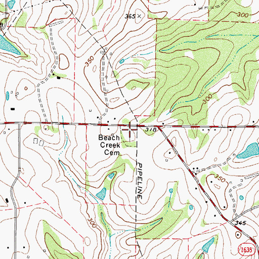 Topographic Map of Beech Creek Cemetery, TX