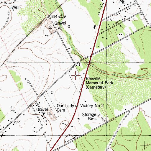 Topographic Map of Beeville Memorial Park, TX