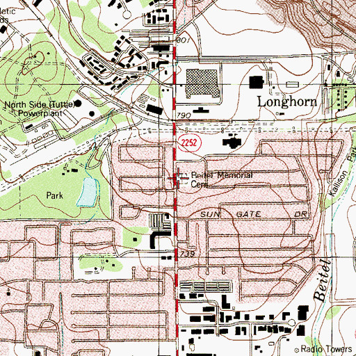 Topographic Map of Beitel Memorial Cemetery, TX