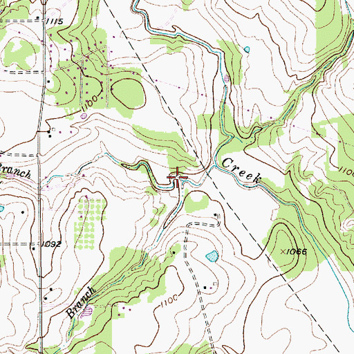 Topographic Map of Belknap Branch, TX