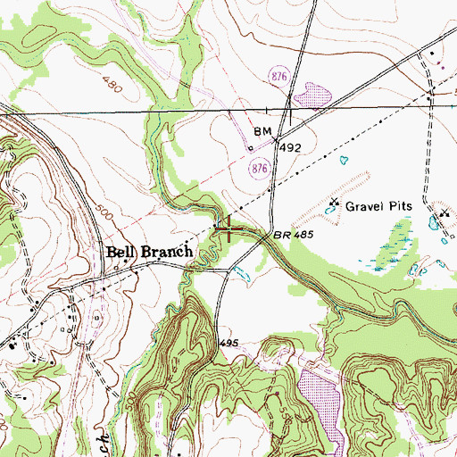 Topographic Map of Bell Branch, TX
