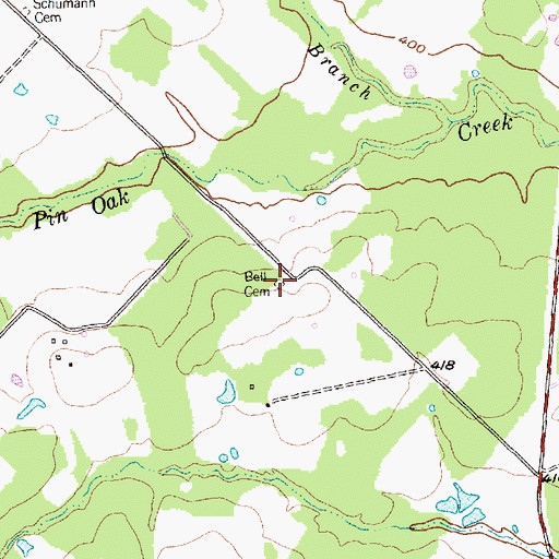 Topographic Map of Bell Cemetery, TX