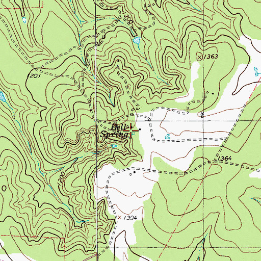 Topographic Map of Bell Spring, TX