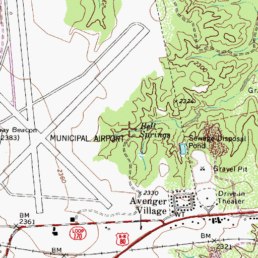 Topographic Map of Bell Springs, TX