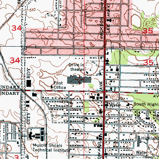 Topographic Map of Southgate Mall Shopping Center, AL