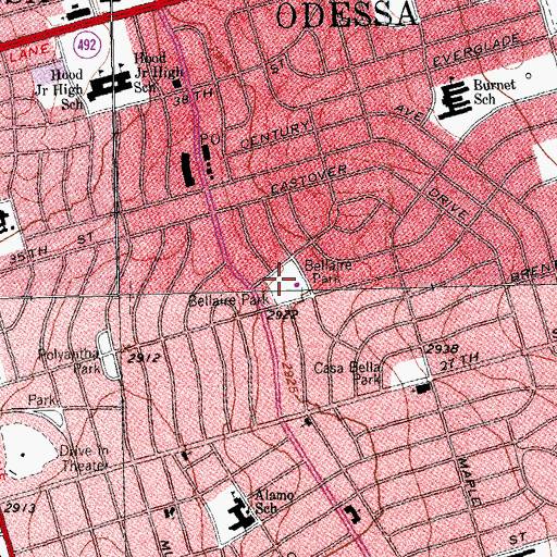 Topographic Map of Bellaire Park, TX