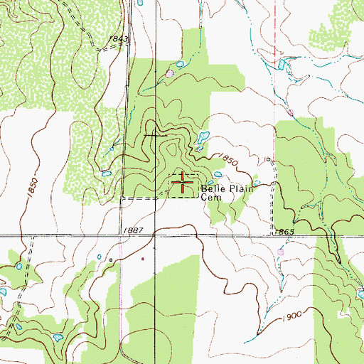 Topographic Map of Belle Plain Cemetery, TX