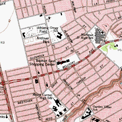 Topographic Map of Bellfort East Shopping Center, TX