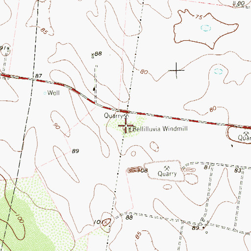 Topographic Map of Bellilluvia Windmill, TX