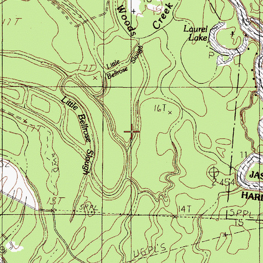 Topographic Map of Bellrose Slough, TX