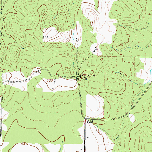 Topographic Map of Belview Church, TX