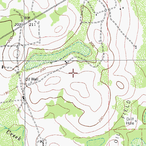 Topographic Map of Ben Bolt Oil Field, TX