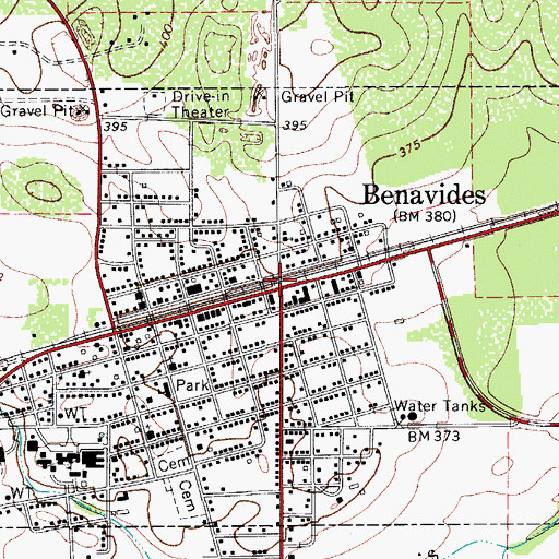 Topographic Map of Benavides, TX