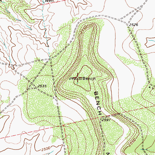 Topographic Map of Bench Mountain, TX