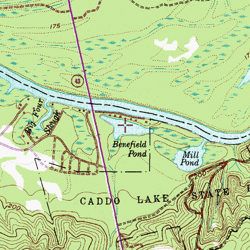 Topographic Map of Benefield Pond, TX