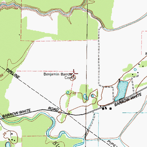 Topographic Map of Benjamin Barrow Cemetery, TX