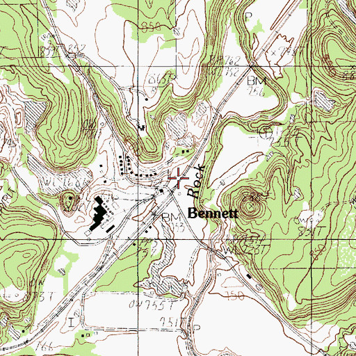 Topographic Map of Bennett, TX