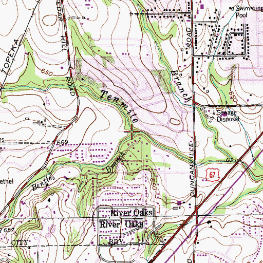 Topographic Map of Bentle Branch, TX