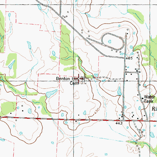 Topographic Map of Richland-Benton Hill Cemetery, TX
