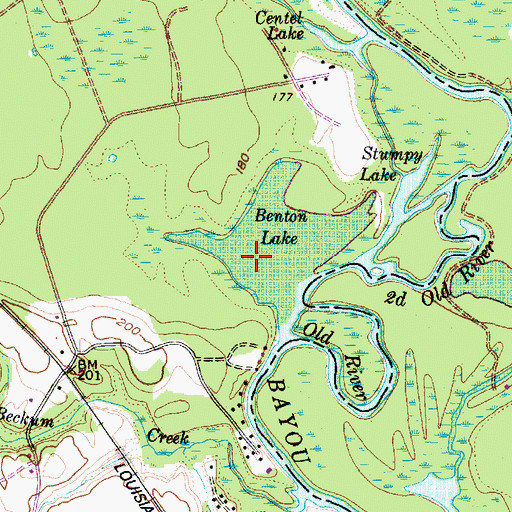 Topographic Map of Benton Lake, TX