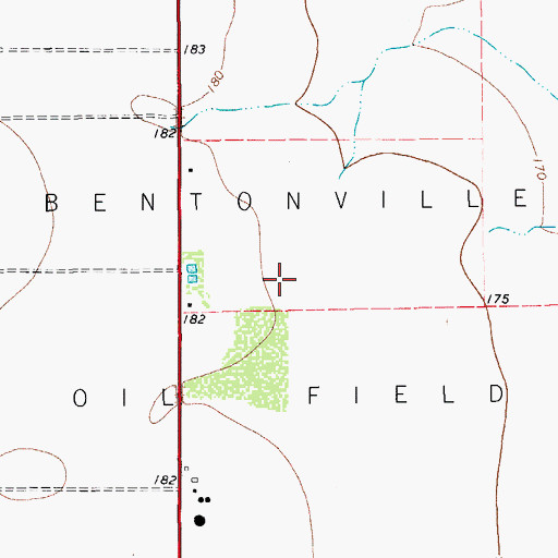 Topographic Map of Bentonville Oil Field, TX