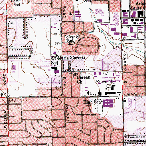 Topographic Map of Berean Church, TX