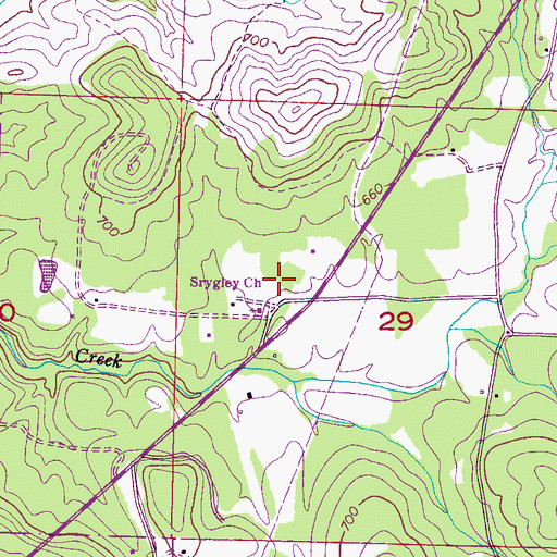 Topographic Map of Srygley Church of Christ, AL
