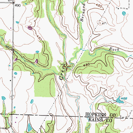 Topographic Map of Bernard Branch, TX