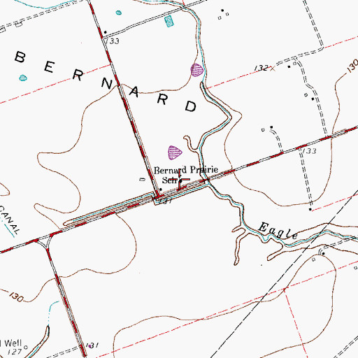 Topographic Map of Bernard Prairie School, TX