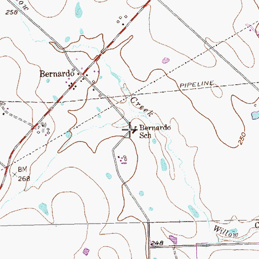 Topographic Map of Bernardo School, TX