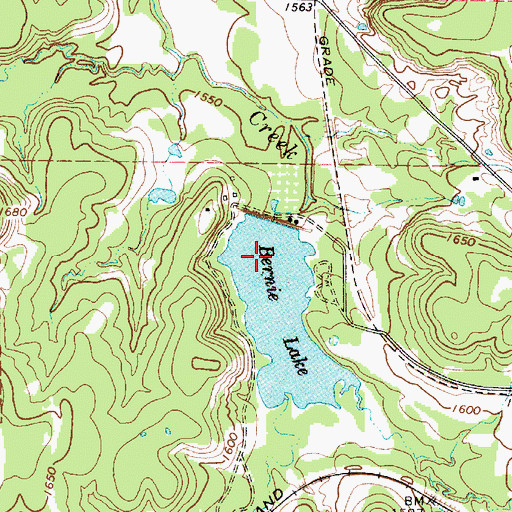 Topographic Map of Bernie Lake, TX