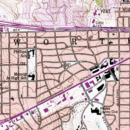 Topographic Map of Berrey Park, TX