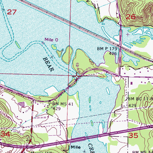 Topographic Map of Stemeni Ford (historical), AL