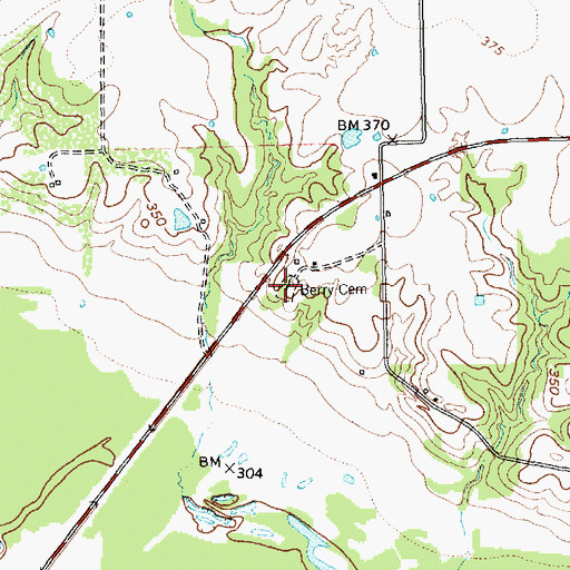 Topographic Map of Berry Cemetery, TX
