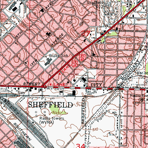 Topographic Map of Tenth Avenue Park, AL