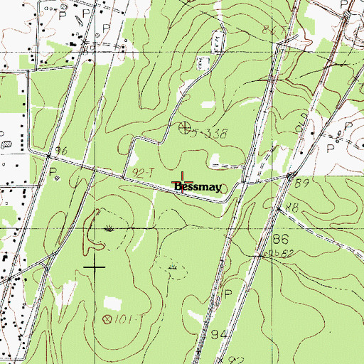 Topographic Map of Bessmay, TX