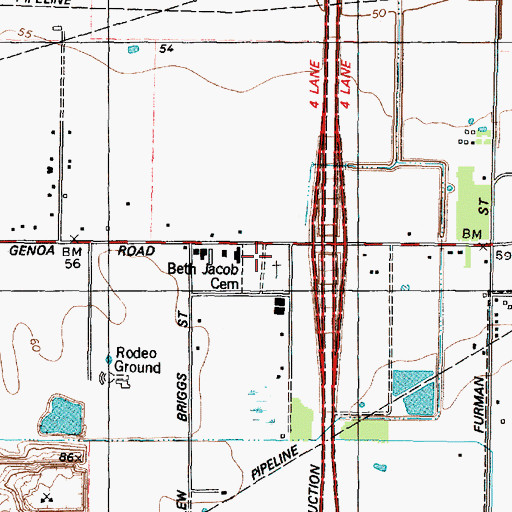Topographic Map of Beth Jacob Cemetery, TX
