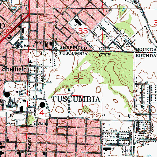 Topographic Map of The Commons, AL