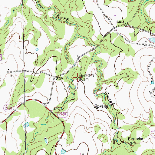 Topographic Map of Bethany Cemetery, TX