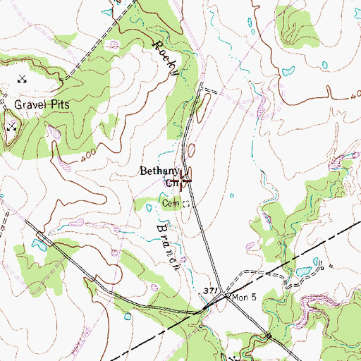 Topographic Map of Bethany Church, TX
