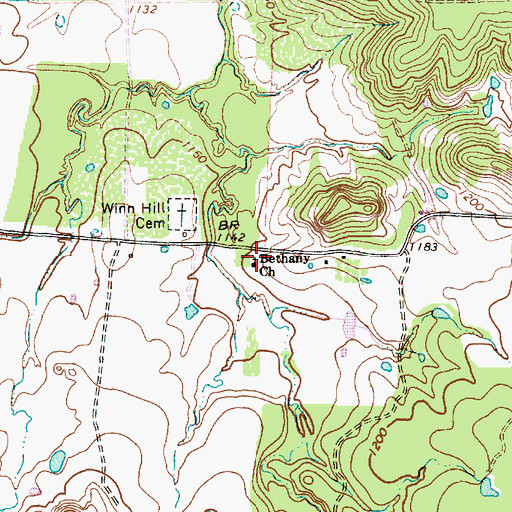 Topographic Map of Bethany Church, TX