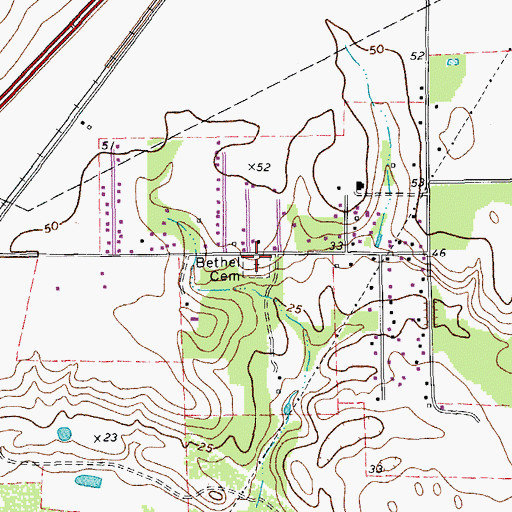 Topographic Map of Bethel Cemetery, TX