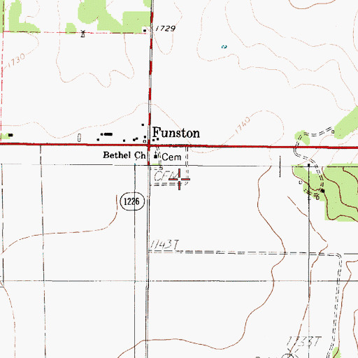 Topographic Map of Bethel Cemetery, TX