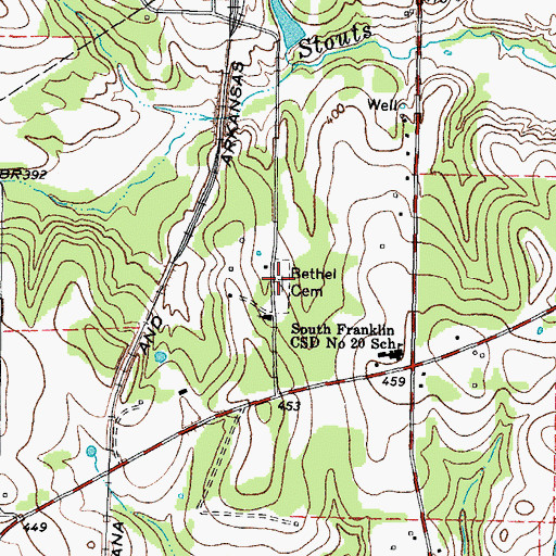 Topographic Map of Bethel Cemetery, TX
