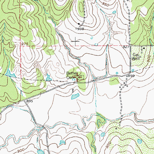 Topographic Map of Bethel Cemetery, TX